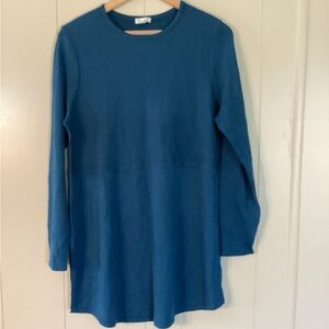 J Jill size M blue long sleeve crew neck sweater dress/tunic